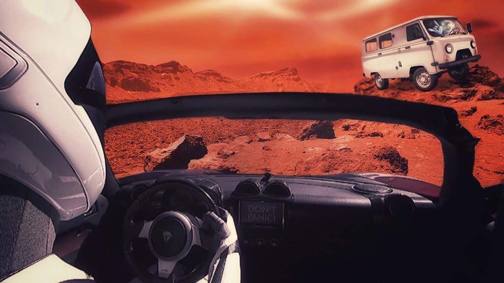 Шлеп служба на Марс: UAZ е подготвен да ја извади TESLA од проблеми на Марс