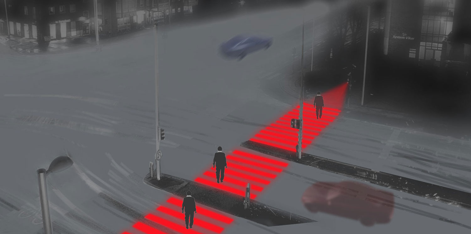 Пешачки премини со проектори: Одлично решение за услови со мала видливост или снег на патиштата! / ВИДЕО