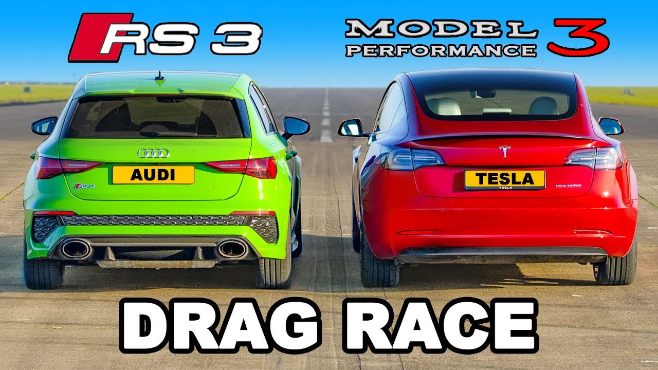 Audi RS3 v Tesla Model 3 Performance: DRAG RACE