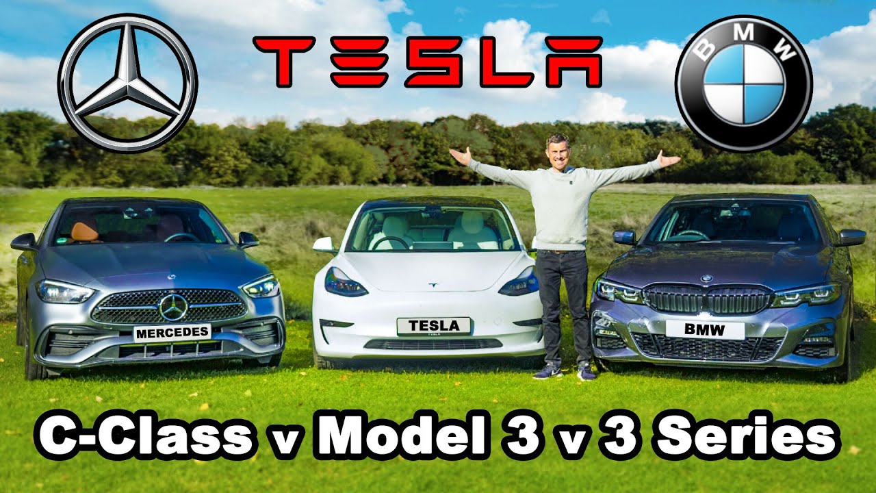 Mercedes C-Class v BMW 3 Series v Tesla Model 3 REVIEW