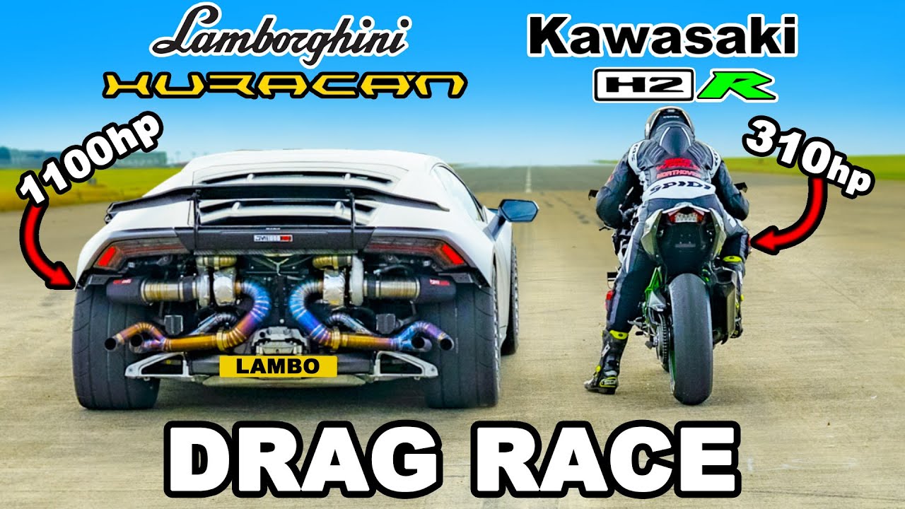 Lamborghini Huracan Turbo vs Kawasaki H2R: DRAG RACE