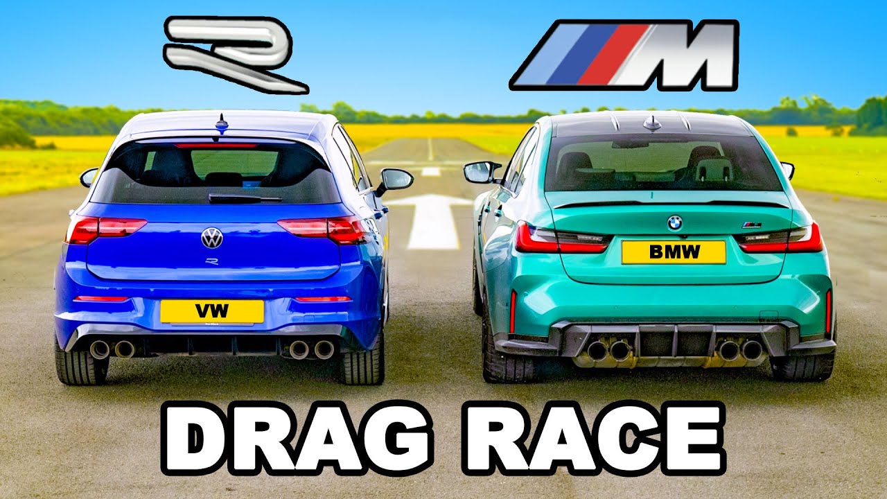 BMW M3 v Golf R: DRAG RACE