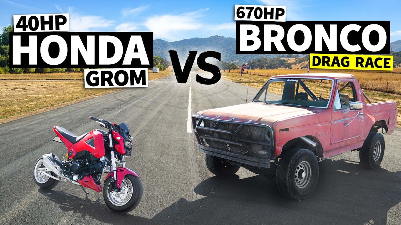 650hp big block Ford Bronco vs 40hp fully-built Honda Grom! // This VS That