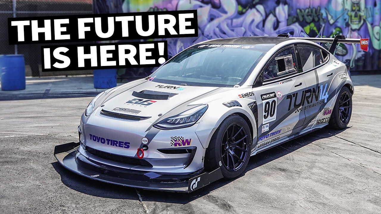 Insane Tesla Model 3 Race Car built for PPIHC Shreds Tire Slayer Studios!