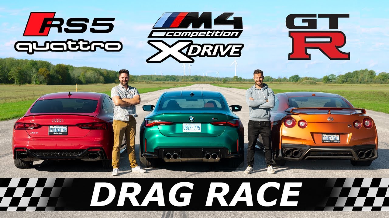 2022 BMW M4 XDRIVE vs Audi RS5 vs Nissan GTR // AWD DRAG & ROLL RACE + SURPRISE Contender