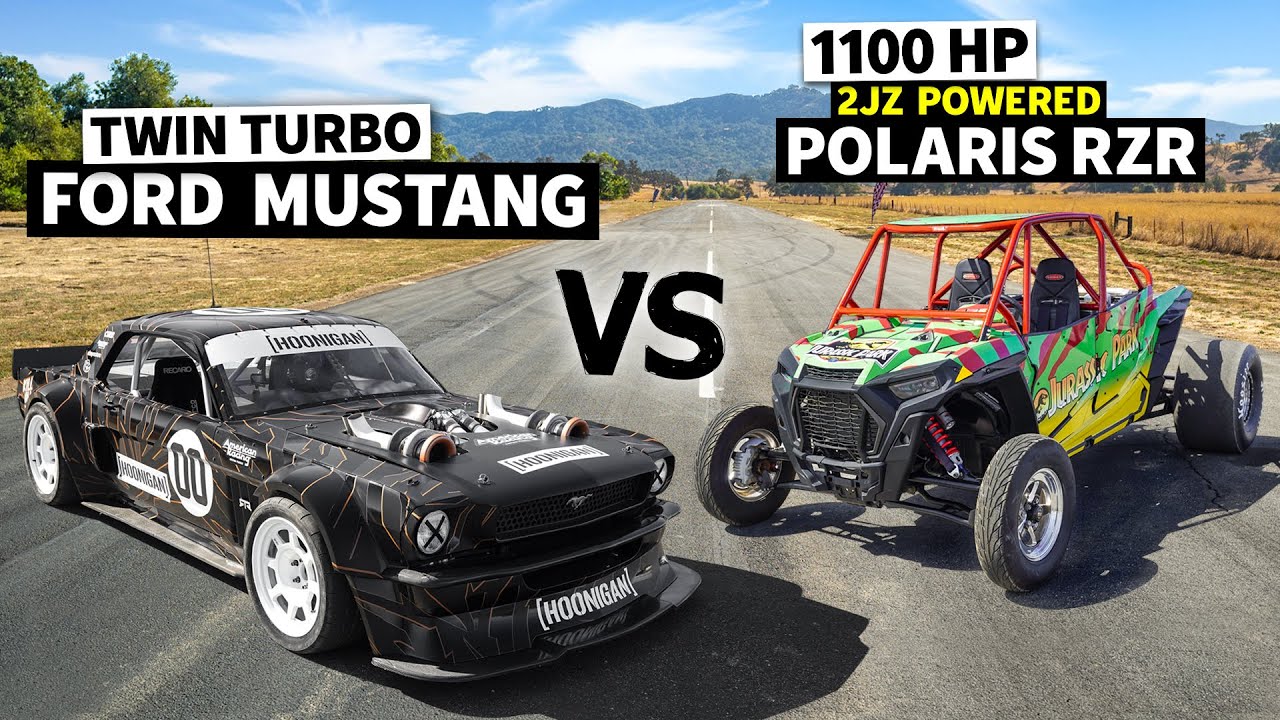 World’s Fastest 1100hp 2JZ Polaris RZR vs Ken Block’s AWD 1400hp Mustang // Hoonicorn vs The World 2