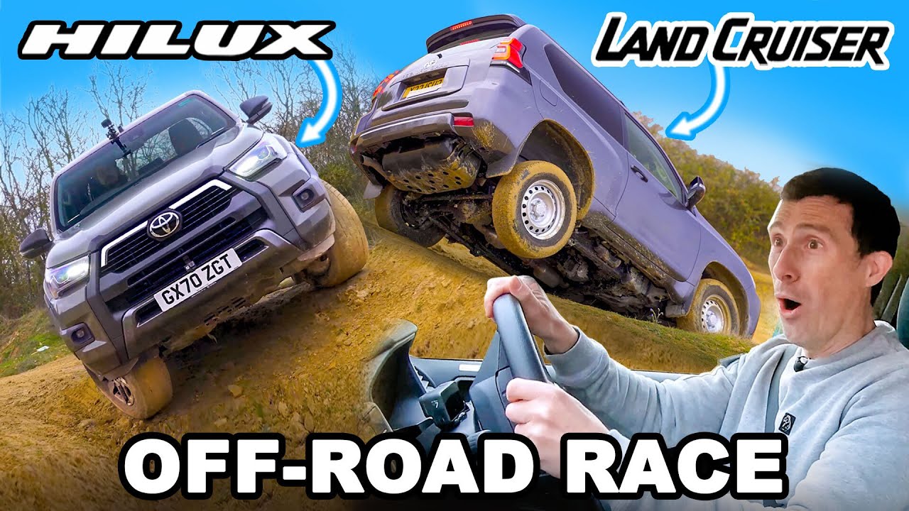 Toyota Hilux v Land Cruiser: UP-HILL DRAG RACE & which is best OFF-ROAD?!