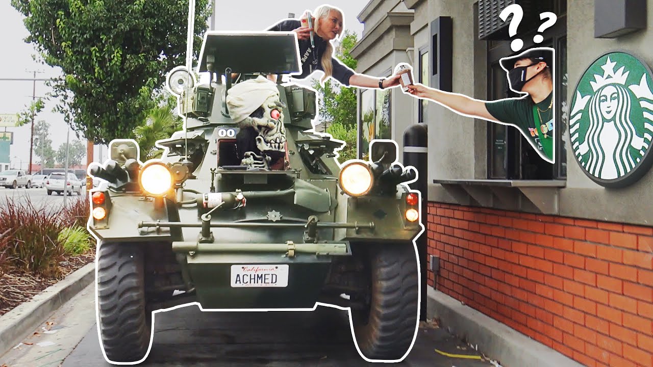 TANK prank at Starbucks Drive-Thru