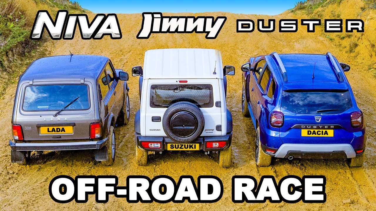 LADA Niva v Jimny v Duster: UP-HILL DRAG RACE & which is best OFF-ROAD?