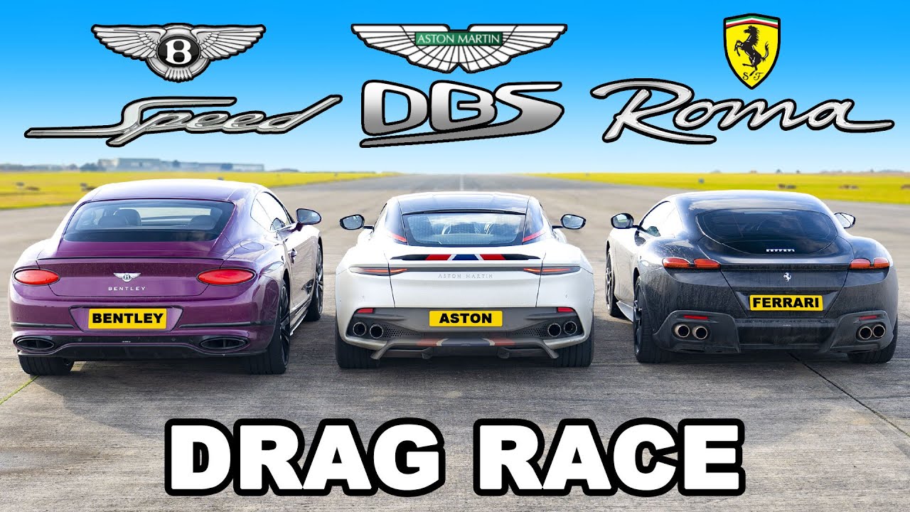 Ferrari Roma v Bentley GT Speed v Aston Martin DBS: DRAG RACE