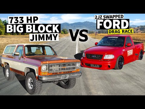 2JZ Powered Ford F-150 vs Zac’s 733hp 572ci Big Block K5 Jimmy // THIS vs THAT