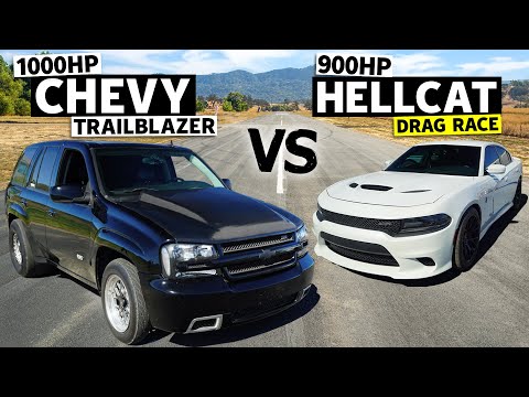 1000hp Chevy Trailblazer vs 900hp Dodge Hellcat / ВИДЕО