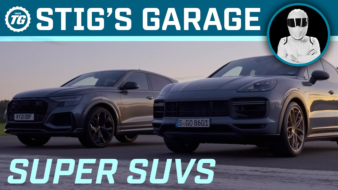 Гаражата на Стиг: Audi RS Q8 vs Porsche Cayenne Turbo GT / ВИДЕО