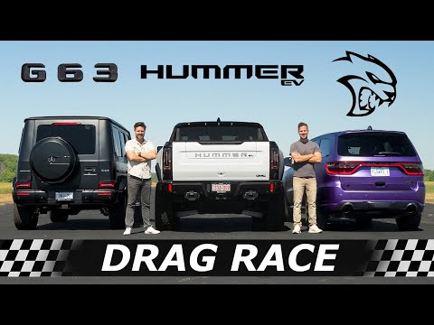 Трка во збрзување: 2022 Hummer EV vs Durango Hellcat vs Mercedes-AMG G63 / ВИДЕО