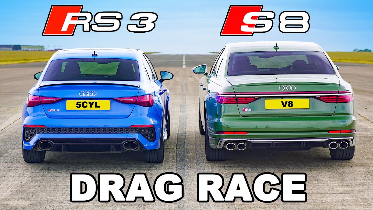 Трка во забрзување: Audi RS3 vs Audi S8 / ВИДЕО