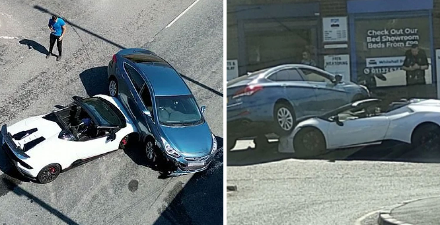 Момент фатен од камерите: Hyundai удира во скапо Lamborghini и се обидува да го прегази! / ВИДЕО