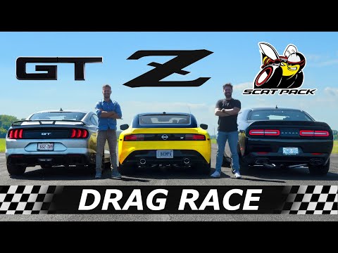 Трка во забрзување: 2023 Nissan Z vs Mustang GT vs Dodge Challenger Scat Pack / ВИДЕО