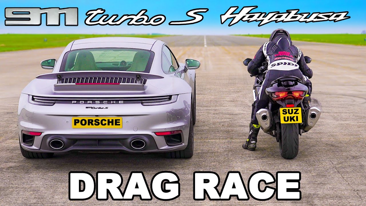 Трка во забрзување: Porsche 911 Turbo S vs Suzuki Hayabusa / ВИДЕО
