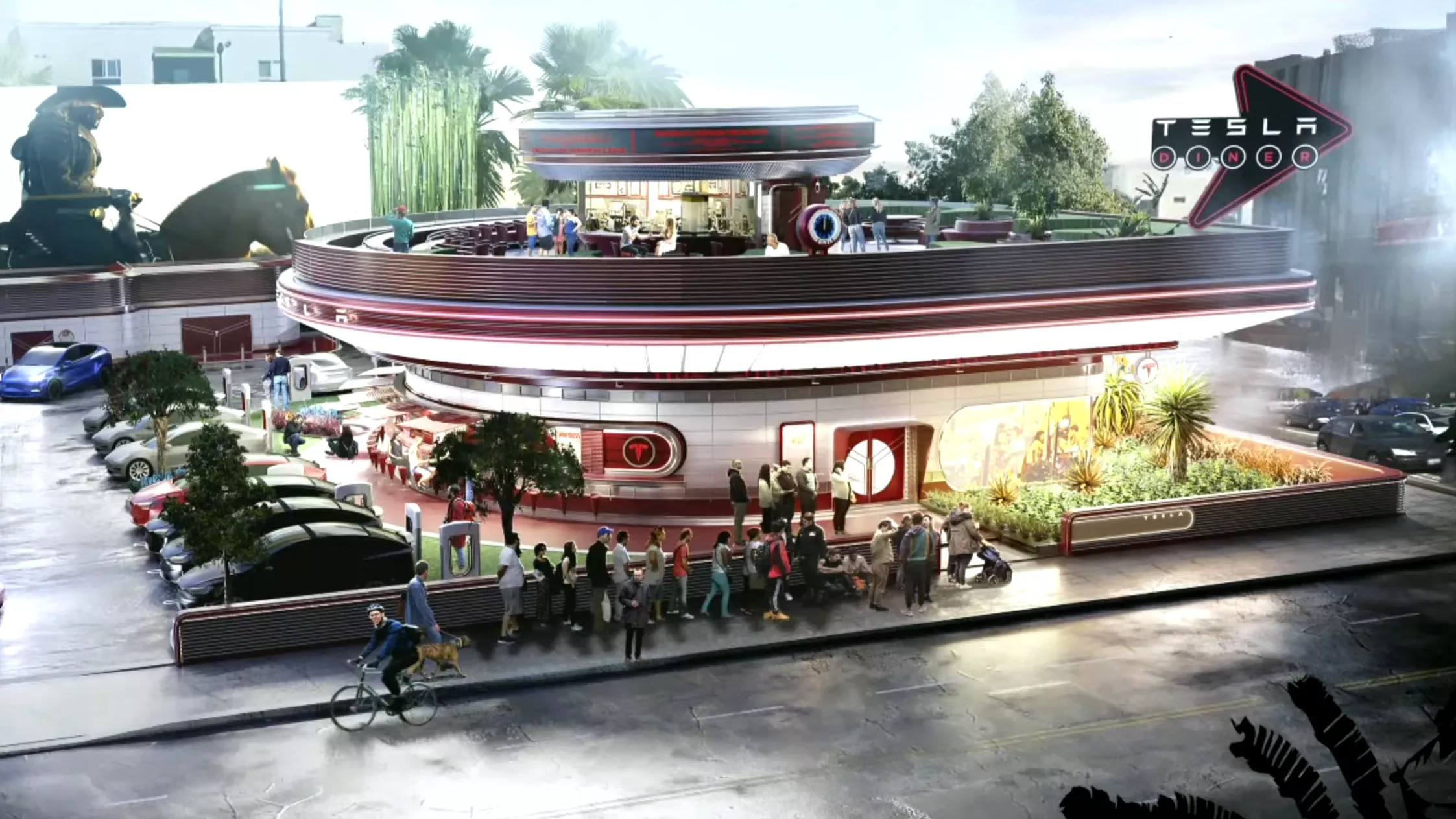 Tesla планира да изгради објекти со ресторани, drive-in кино и станици за полнење