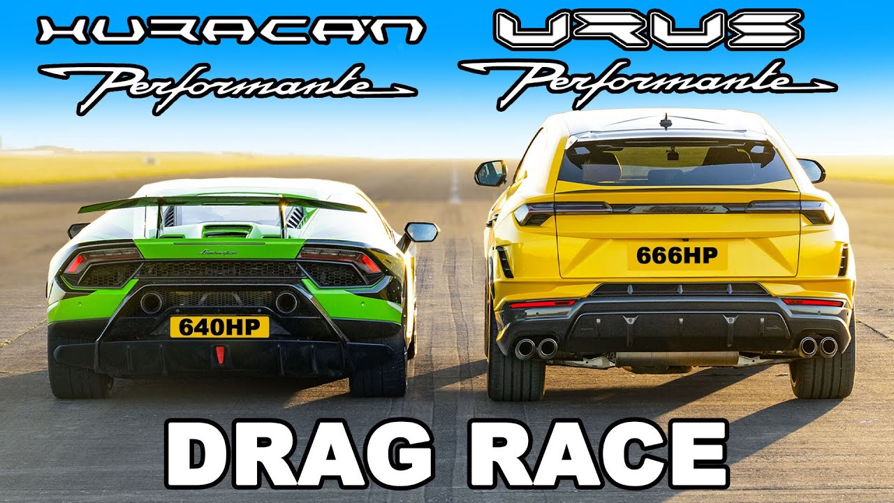 Трка во забрзување: Lamborghini Huracan Performante vs Urus Performante / ВИДЕО